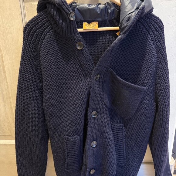 Tod's of Italy Men's Wool Hooded Button Down Cardigan Sweater, Size Small - Picture 7 of 8